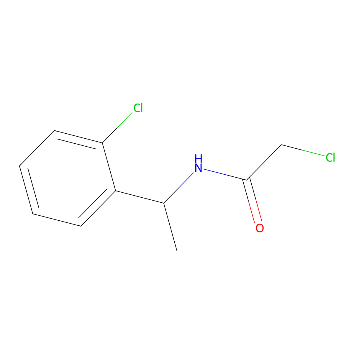 2-chloro-N-[1-(2-chlorophenyl)ethyl]acetamide molecular structure, CAS 40023-10-7