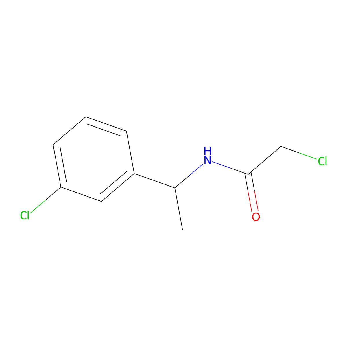 2-Chloro-N-(1-(3-chlorophenyl)ethyl)acetamide molecular structure, CAS 40023-11-8