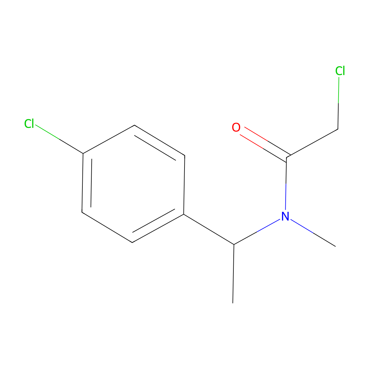2-chloro-N-(1-(4-chlorophenyl)ethyl)-N-methylacetamide molecular structure, CAS 40023-12-9