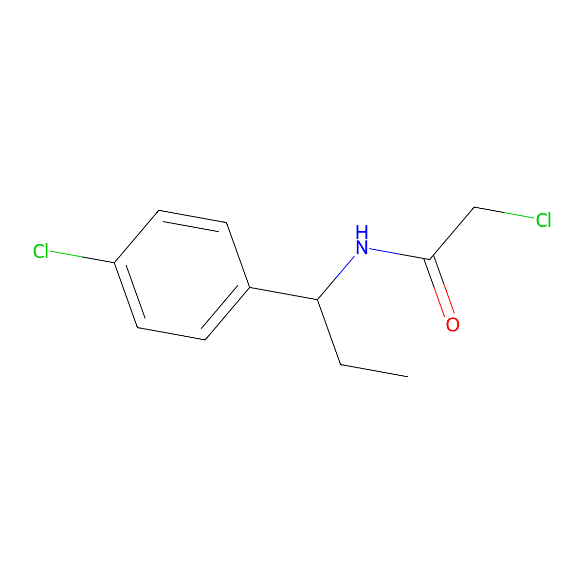2-chloro-N-[1-(4-chlorophenyl)propyl]acetamide molecular structure, CAS 40023-27-6