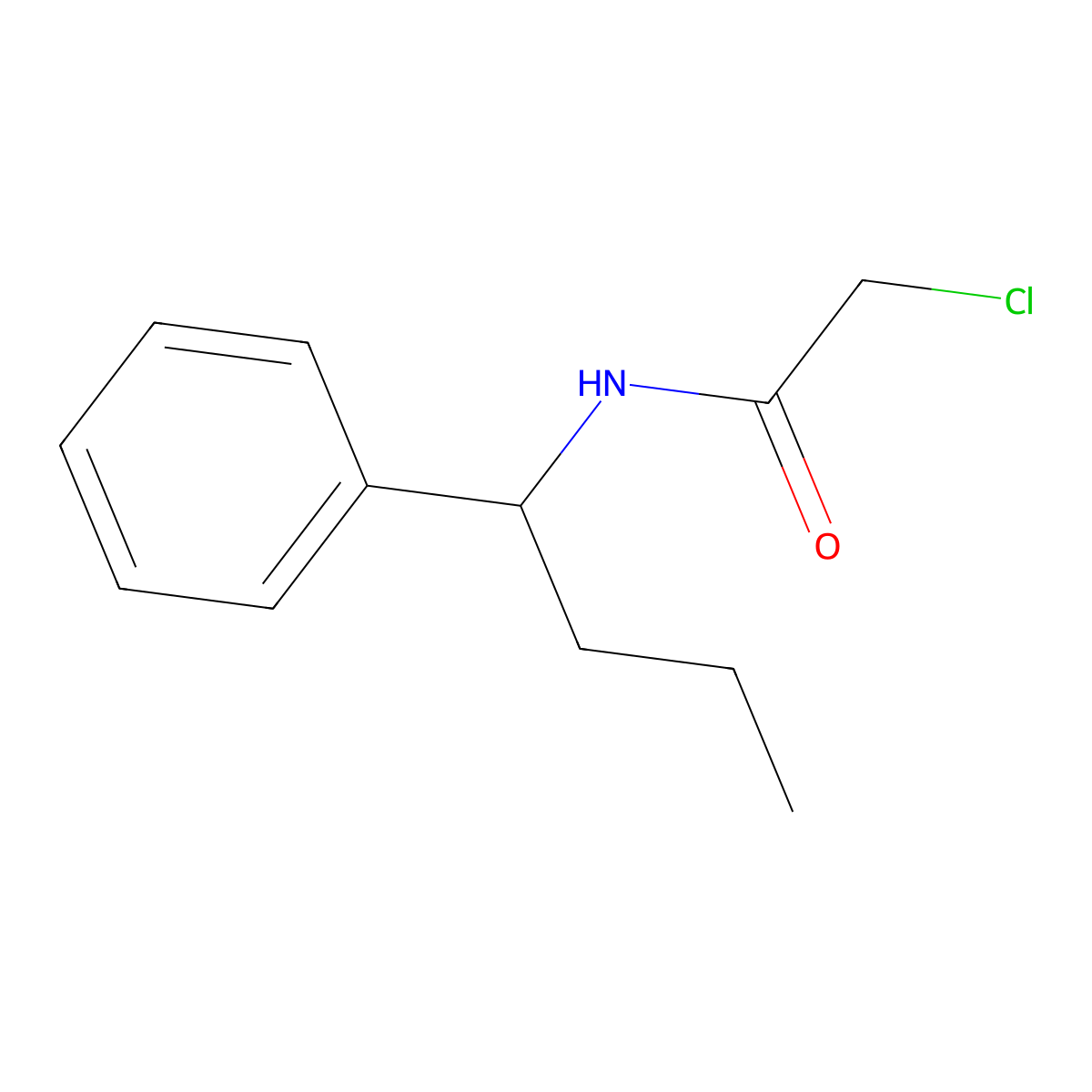 2-chloro-N-(1-phenylbutyl)acetamide molecular structure, CAS 40023-34-5