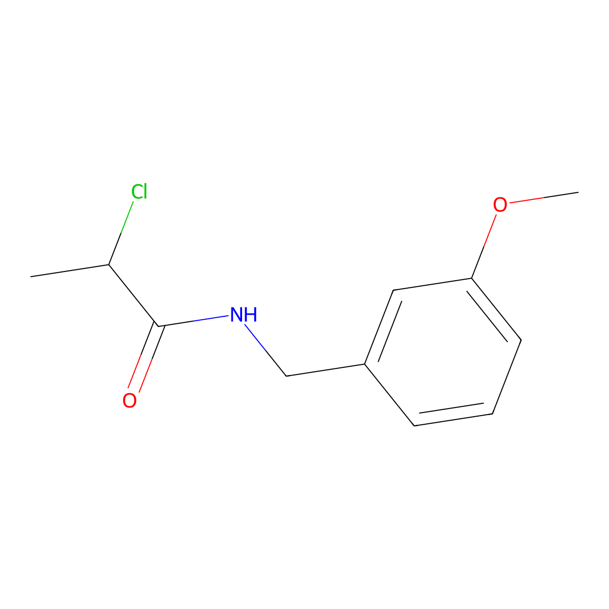 2-chloro-N-[(3-methoxyphenyl)methyl]propanamide molecular structure, CAS 40023-39-0