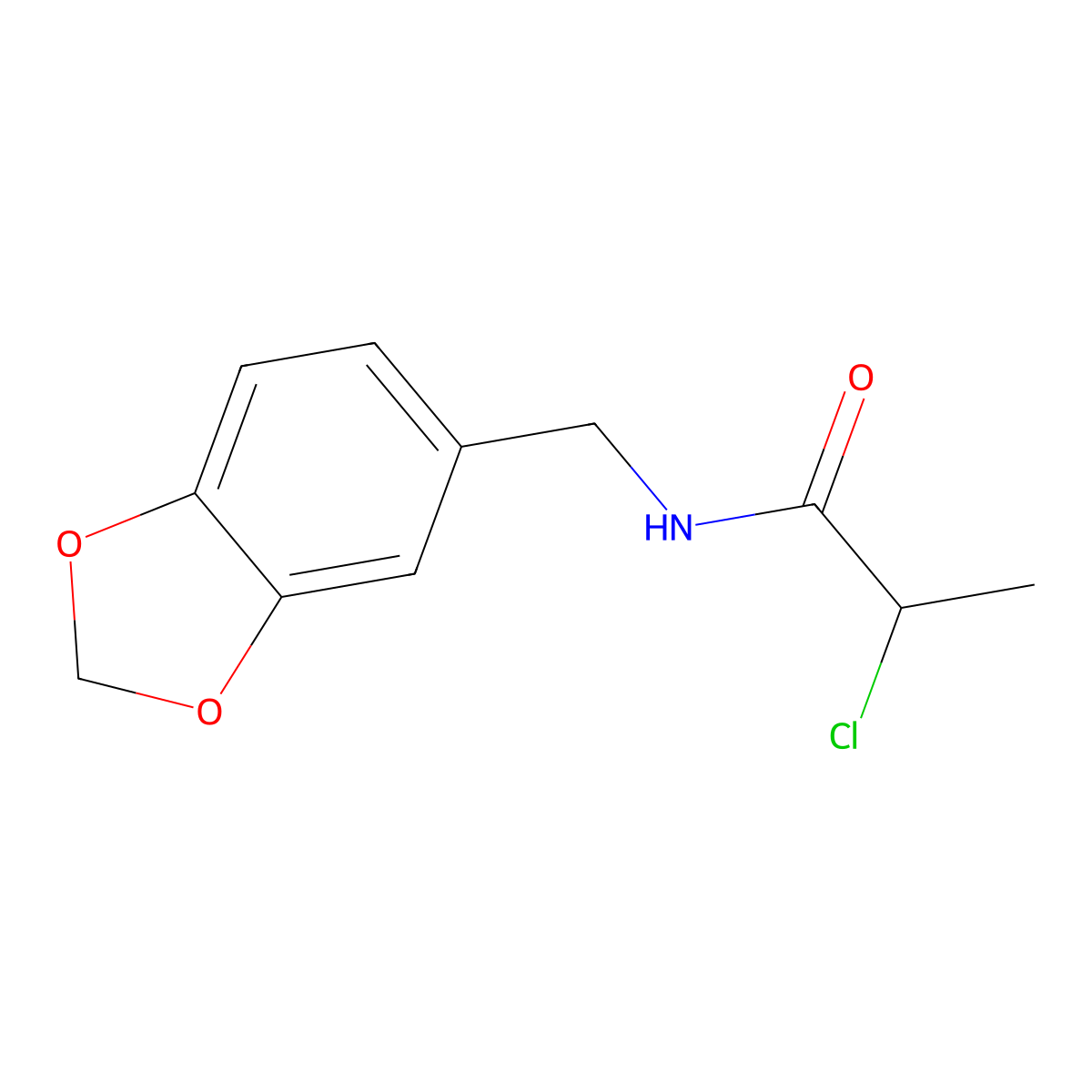 N-(1,3-benzodioxol-5-ylmethyl)-2-chloropropanamide molecular structure, CAS 40023-40-3