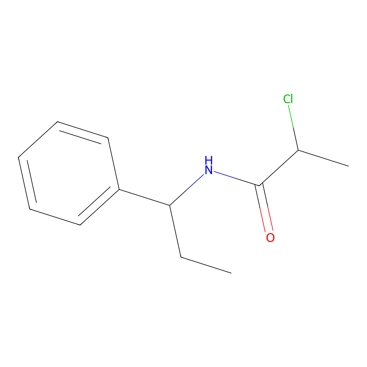 2-chloro-N-(1-phenylpropyl)propanamide molecular structure, CAS 40023-47-0