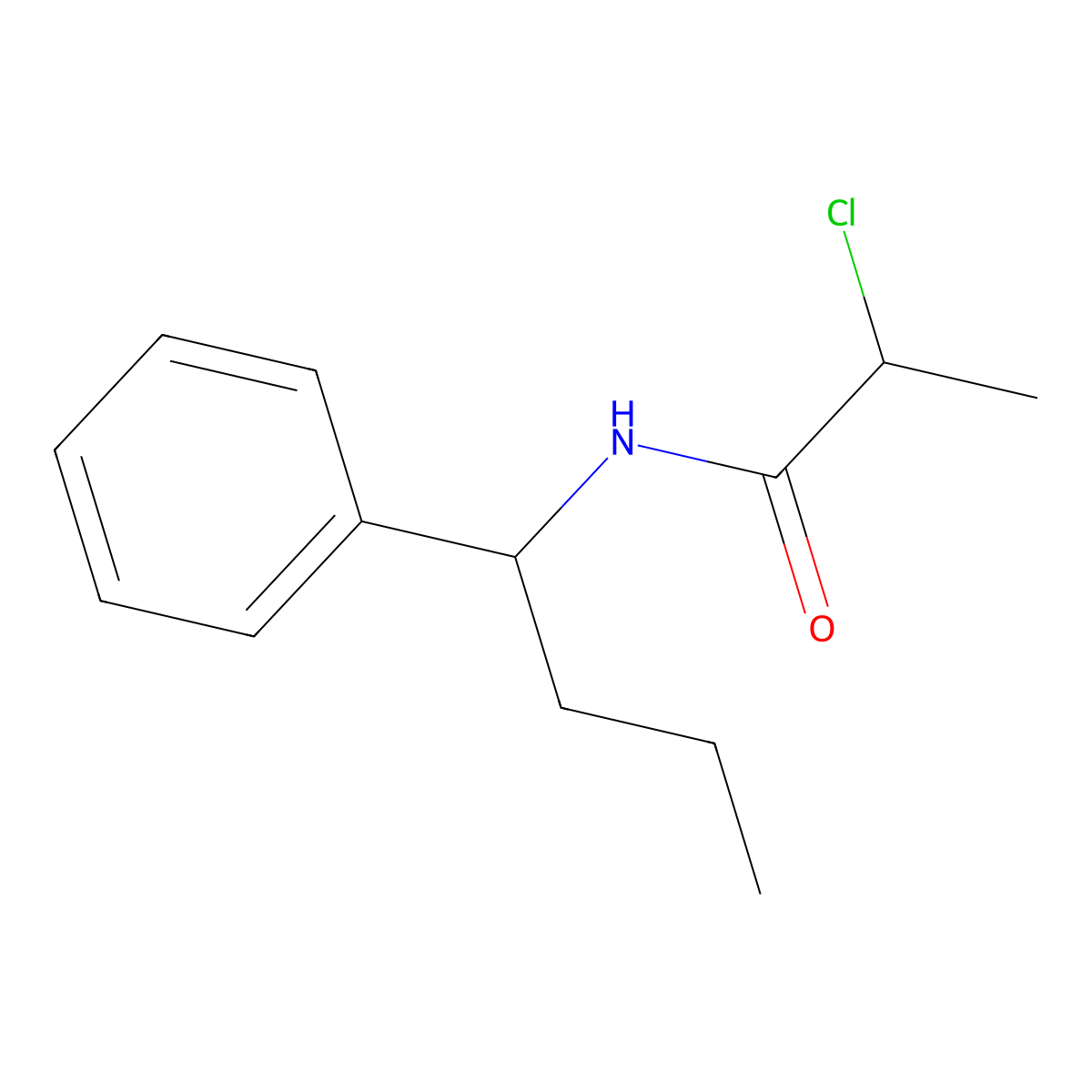 2-chloro-N-(1-phenylbutyl)propanamide molecular structure, CAS 40023-54-9