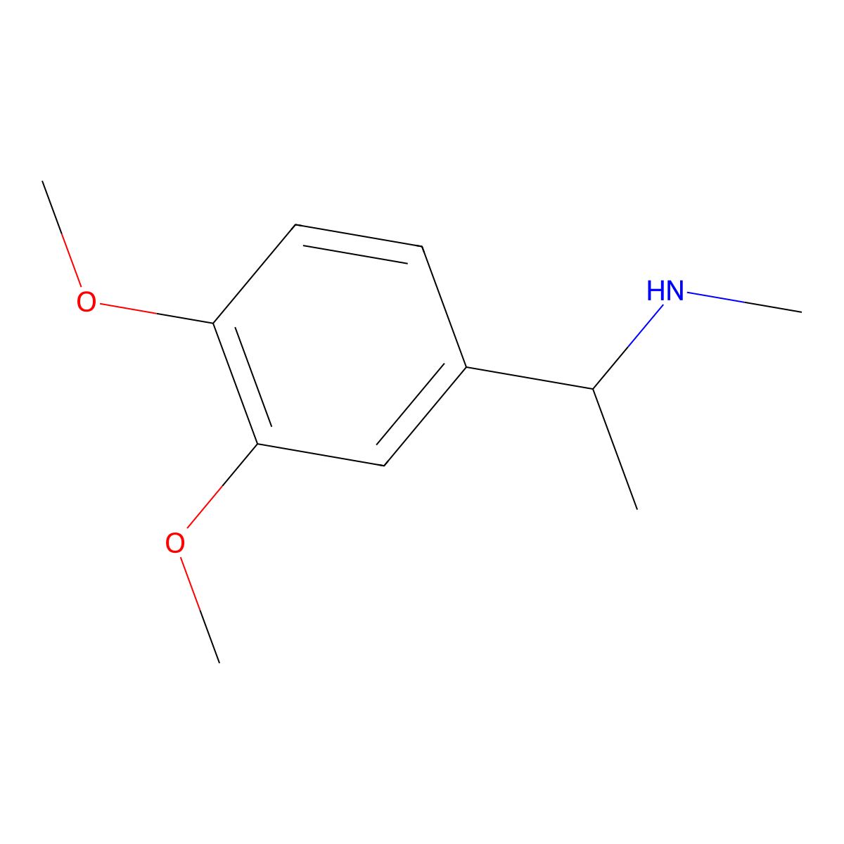 3,4-Dimethoxy-N,alpha-dimethylbenzenemethanamine molecular structure, CAS 40023-75-4