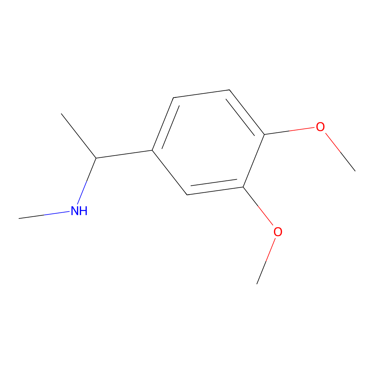 3,4-Dimethoxy-N,alpha-dimethylbenzenemethanamine molecular structure, CAS 40023-75-4
