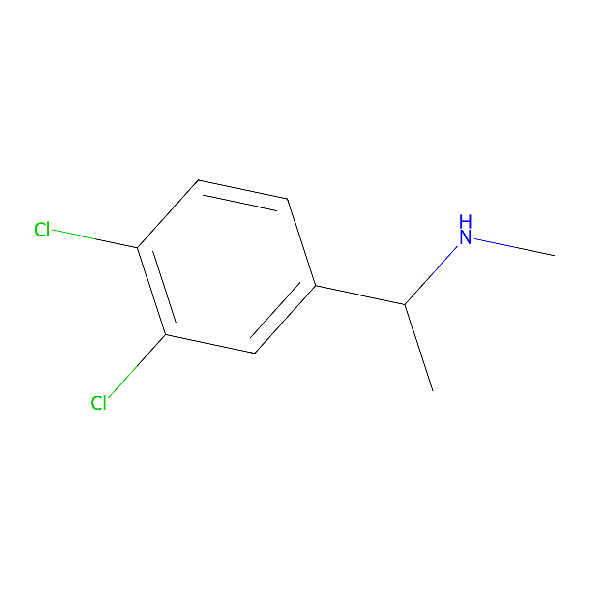 [1-(3,4-Dichlorophenyl)ethyl](methyl)amine molecular structure, CAS 40023-76-5