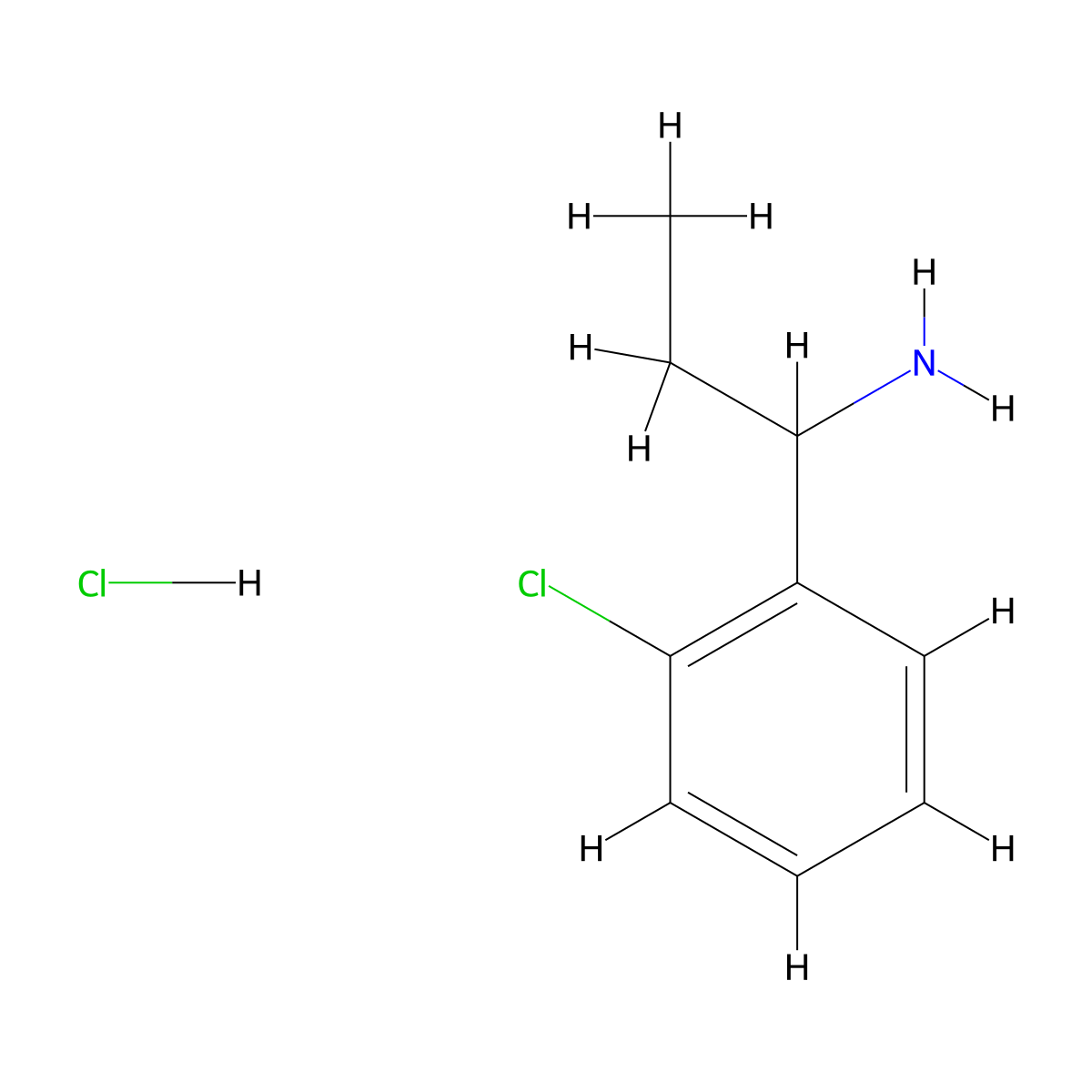 1-(2-Chlorophenyl)propan-1-amine hydrochloride molecular structure, CAS 40023-85-6