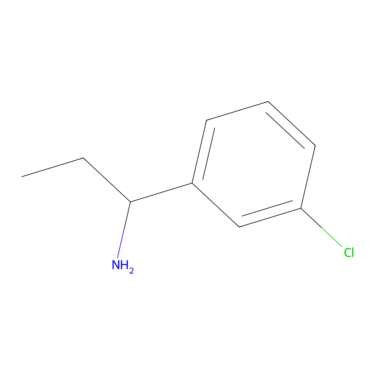 1-(3-Chlorophenyl)propan-1-amine molecular structure, CAS 40023-86-7