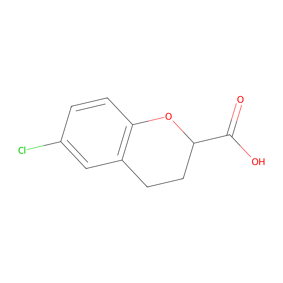 2H-1-Benzopyran-2-carboxylic acid, 6-chloro-2,3- molecular structure, CAS 40026-24-2