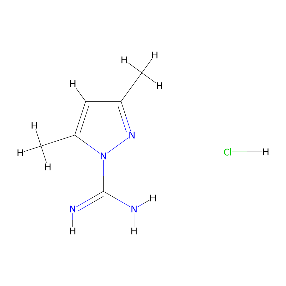 3,5-Dimethylpyrazole-1-carboxamidine monohydrochloride molecular structure, CAS 40027-64-3