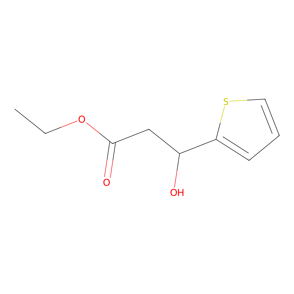 Ethyl 3-hydroxy-3-(thiophen-2-yl)propanoate molecular structure, CAS 40029-31-0
