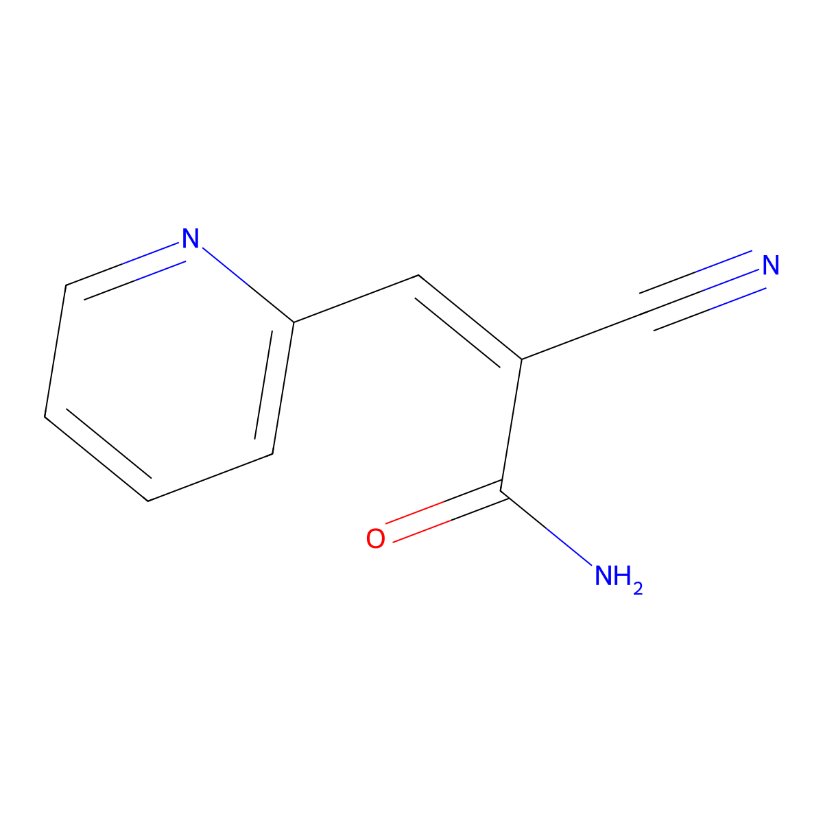 2-Cyano-3-pyridin-2-ylprop-2-enamide molecular structure, CAS 40029-34-3