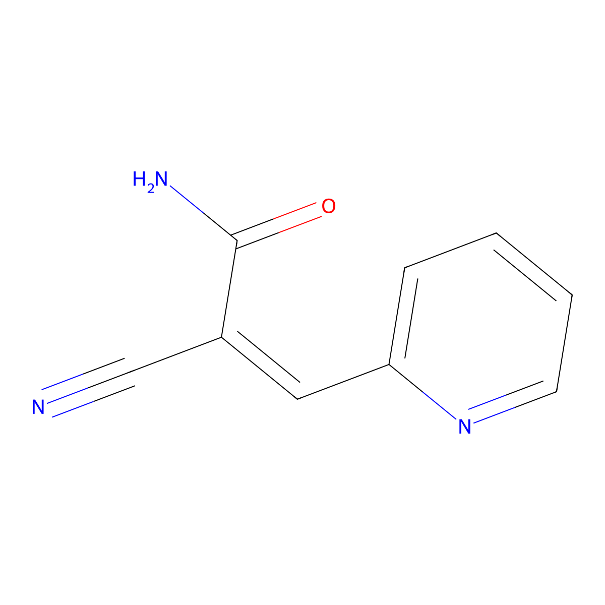 2-Cyano-3-pyridin-2-ylprop-2-enamide molecular structure, CAS 40029-34-3