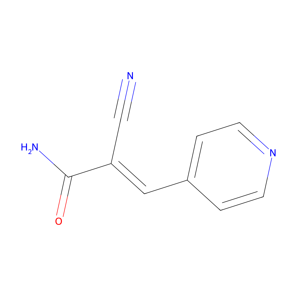 (2E)-2-cyano-3-(pyridin-4-yl)prop-2-enamide molecular structure, CAS 40029-37-6