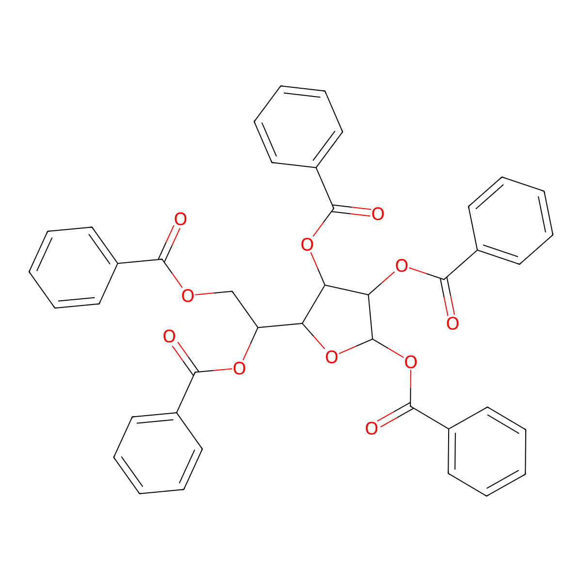 1,2,3,5,6-Penta-o-benzoylhexofuranose molecular structure, CAS 40031-15-0