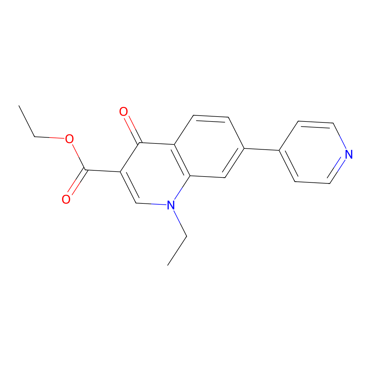 Ethyl 1-ethyl-1,4-dihydro-4-oxo-7-(4-pyridyl)quinoline-3-carboxylate molecular structure, CAS 40034-46-6