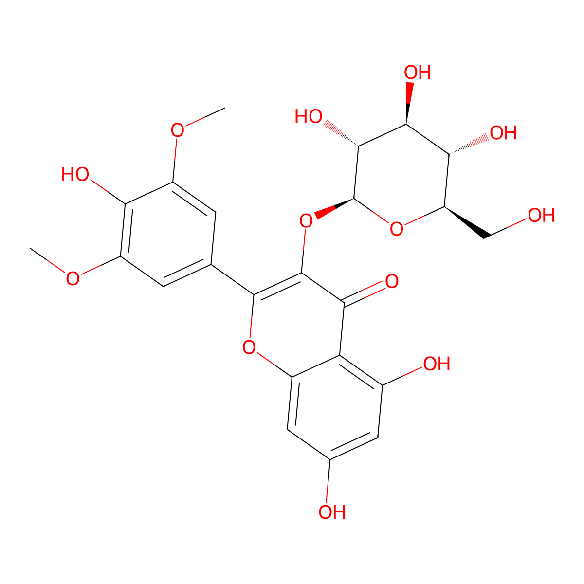 5,7-Dihydroxy-2-(4-Hydroxy-3,5-Dimethoxyphenyl)-3-((2S,3R,4S,5S,6R)-3,4,5-Trihydroxy-6-(Hydroxymethyl)Oxan-2-Yl)Oxychromen-4-One molecular structure, CAS 40039-49-4
