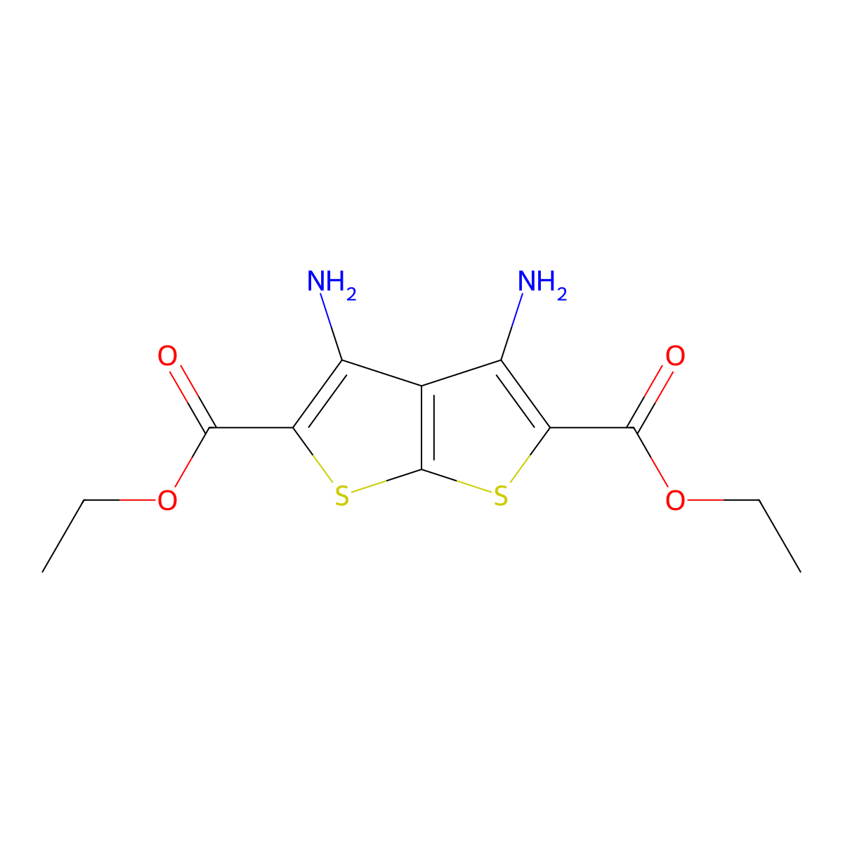 Diethyl 3,4-diaminothieno[2,3-b]thiophene-2,5-dicarboxylate molecular structure, CAS 4004-20-0
