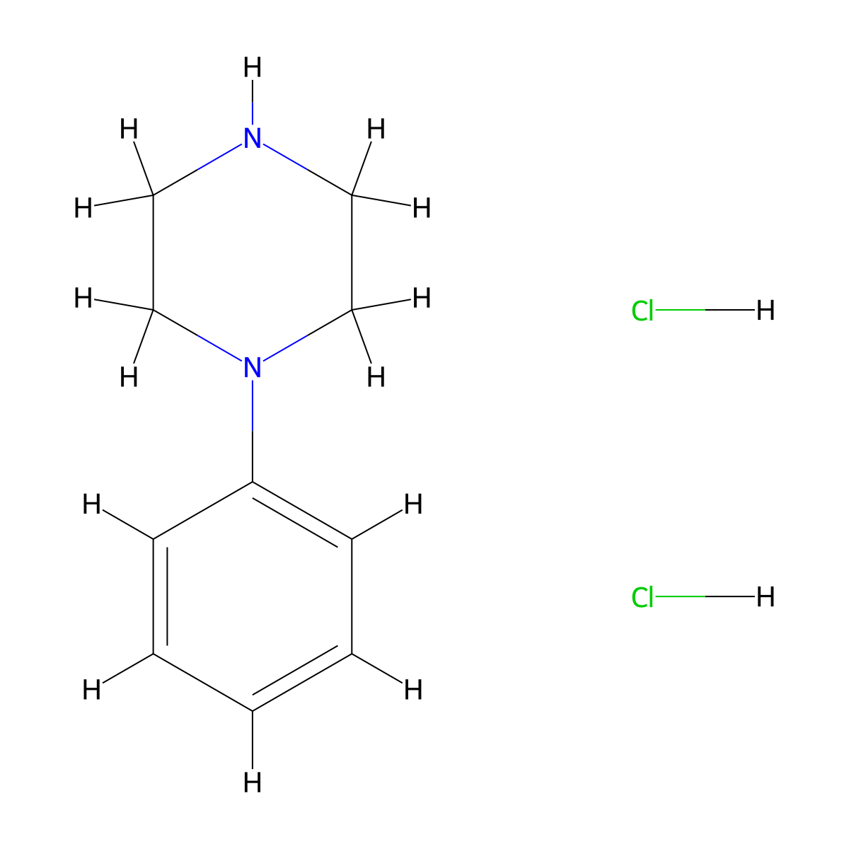 Phenylpiperazine dihydrochloride molecular structure, CAS 4004-95-9