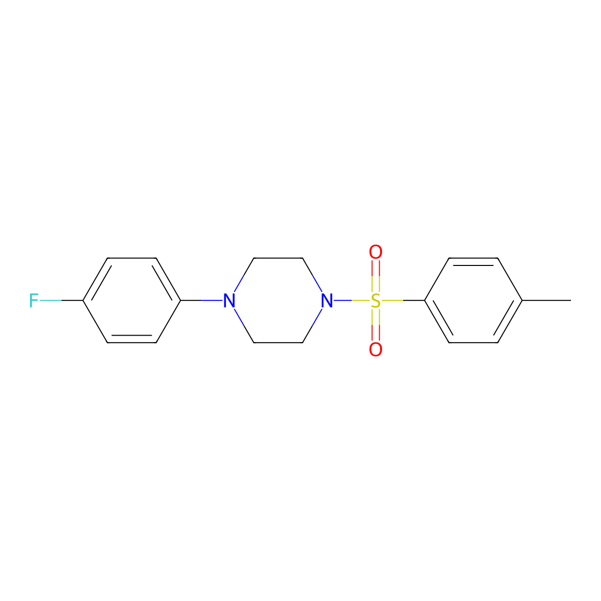 1-(4-Fluorophenyl)-4-(p-tolylsulphonyl)piperazine molecular structure, CAS 4004-97-1