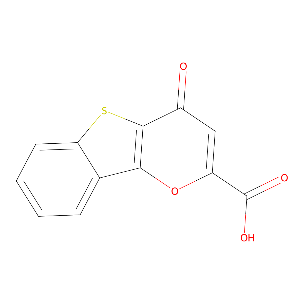 4-oxo-4H-(1)benzothieno(3,2-b)pyran-2-carboxylic acid molecular structure, CAS 40040-62-8