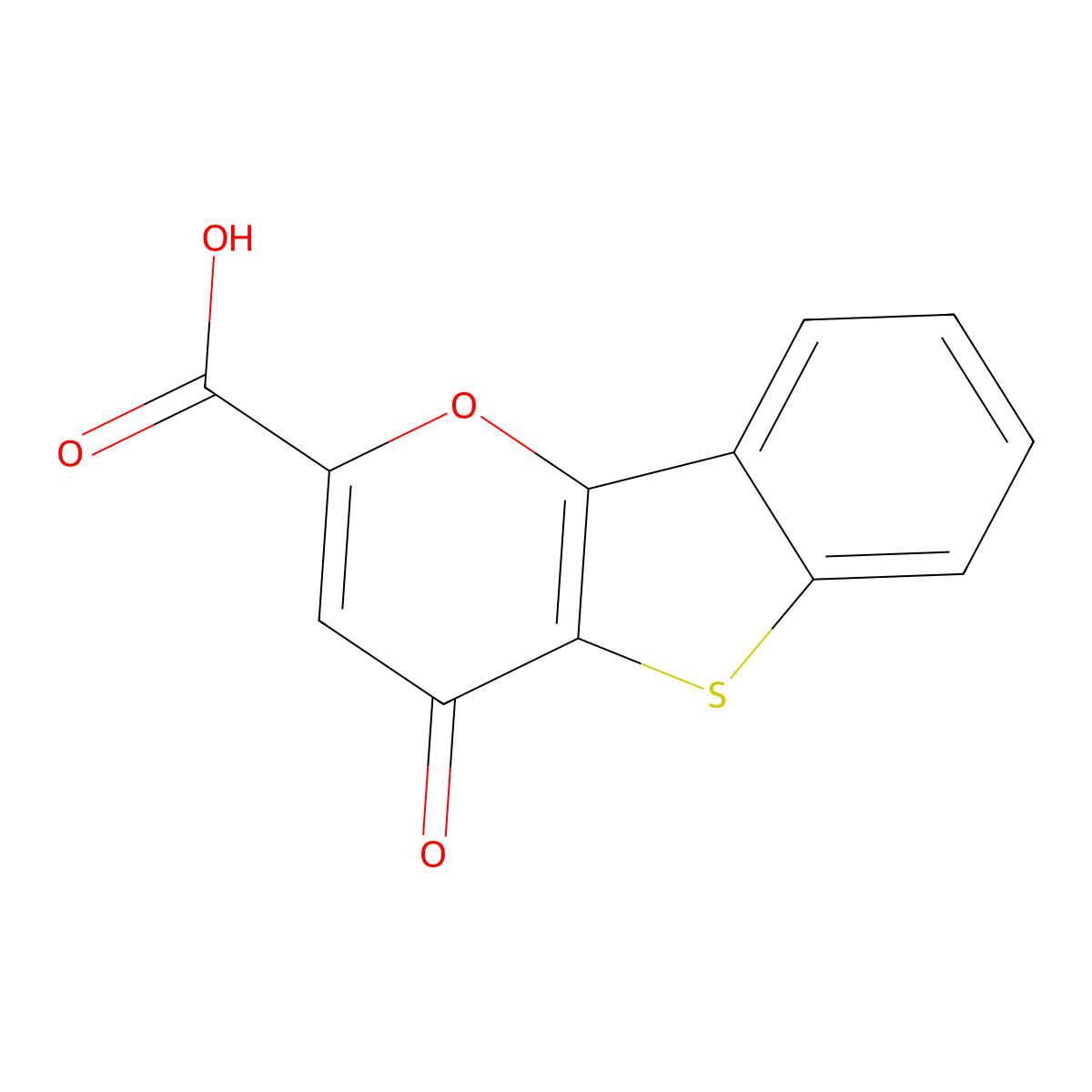 4-oxo-4H-(1)benzothieno(3,2-b)pyran-2-carboxylic acid molecular structure, CAS 40040-62-8