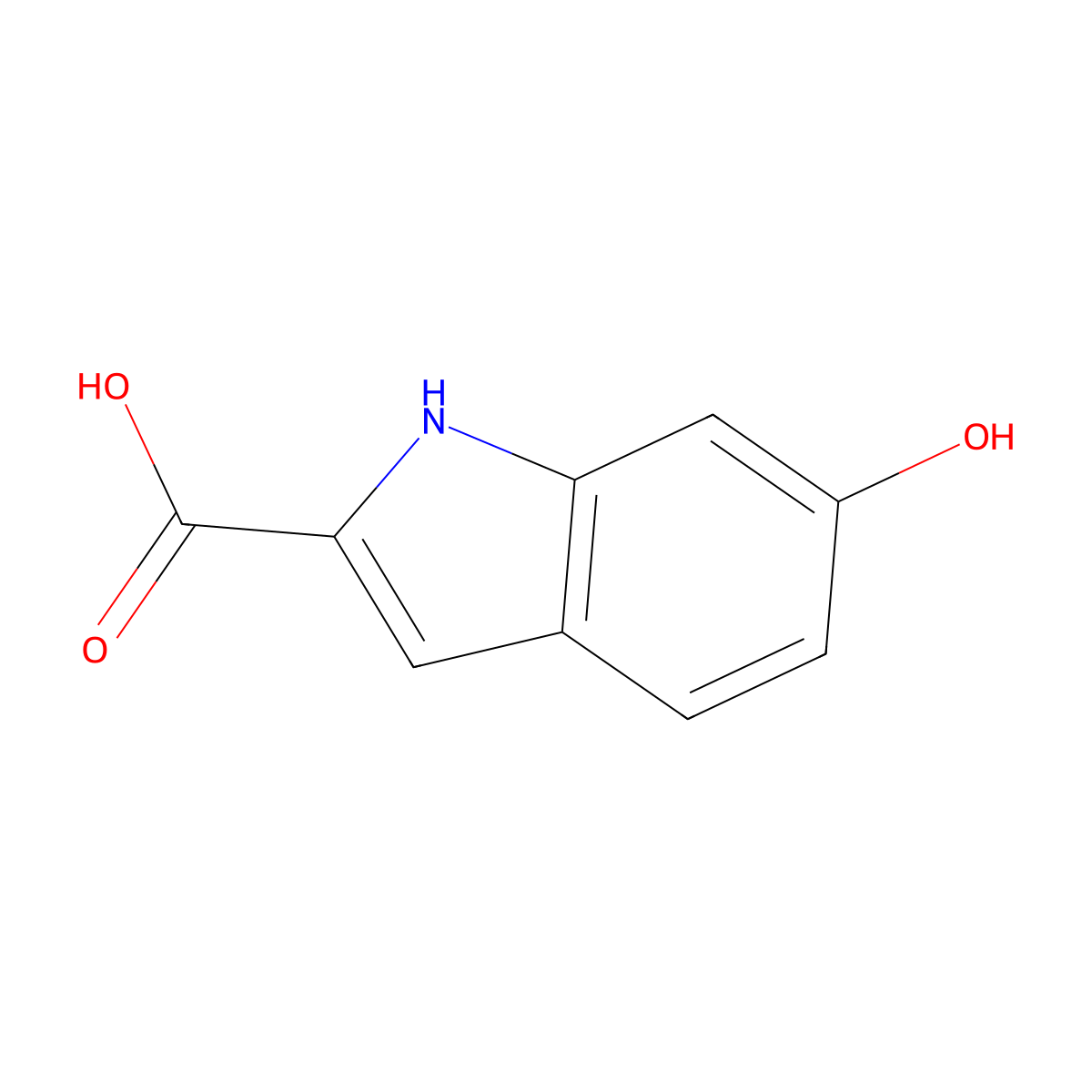 6-Hydroxy-1H-indole-2-carboxylic acid molecular structure, CAS 40047-23-2