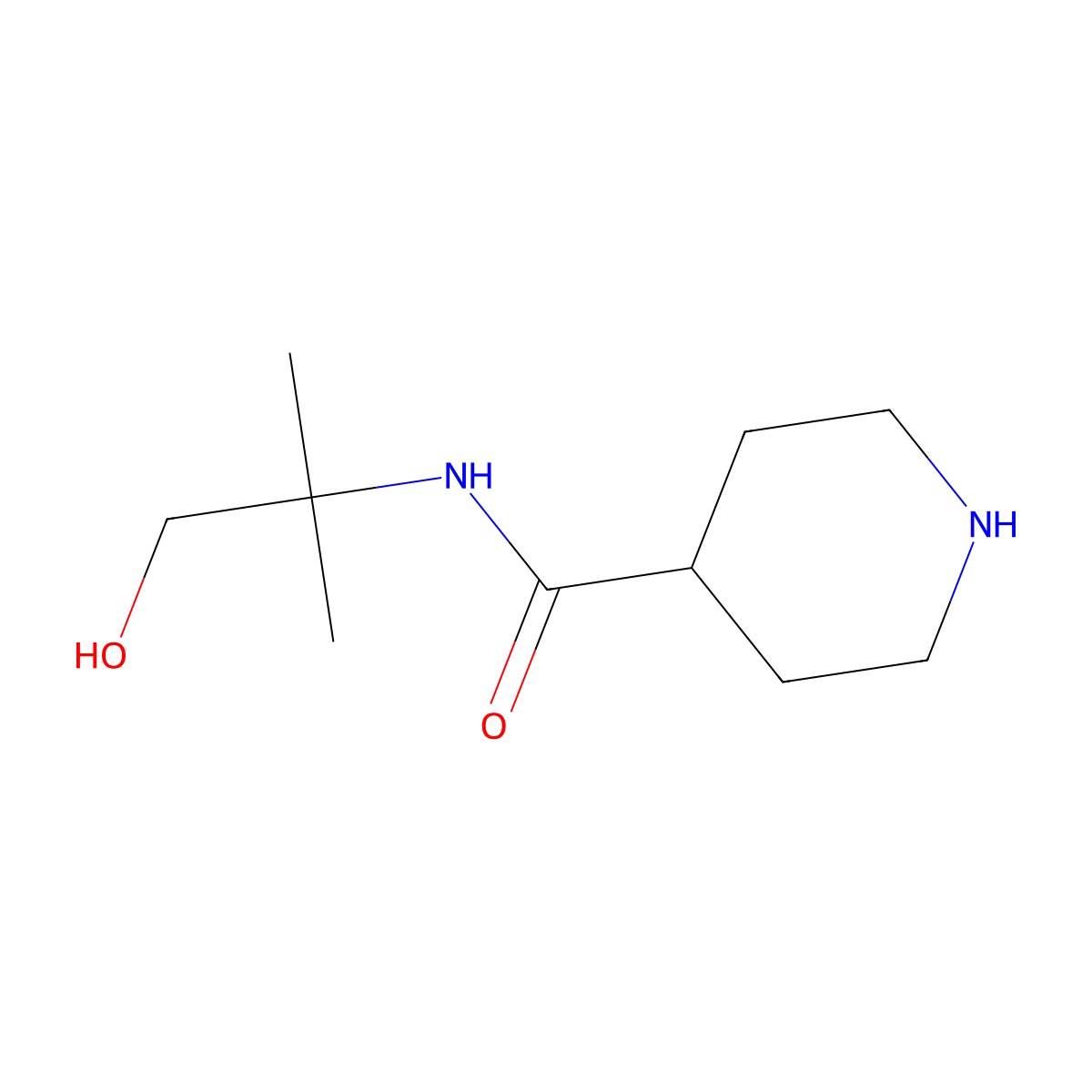 N-(1-hydroxy-2-methylpropan-2-yl)piperidine-4-carboxamide molecular structure, CAS 40051-33-0