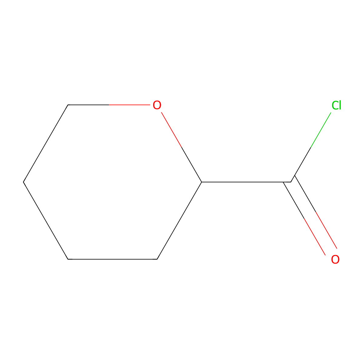 Tetrahydro-2H-pyran-2-carbonyl chloride molecular structure, CAS 40053-81-4