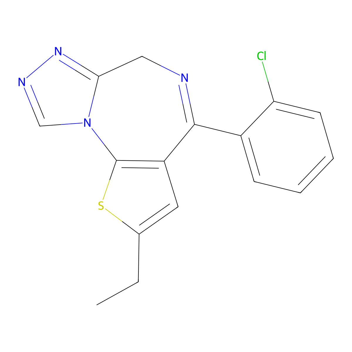 4-(2-chlorophenyl)-2-ethyl-6H-thieno(3,2-f)(1,2,4)triazolo(4,3-a)(1,4)diazepine molecular structure, CAS 40054-68-0