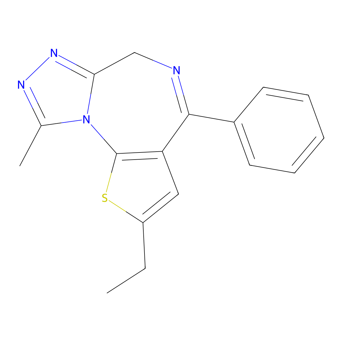 2-Ethyl-9-methyl-4-phenyl-6H-thieno(3,2-f)(1,2,4)triazolo(4,3-a)(1,4)diazepine molecular structure, CAS 40054-73-7