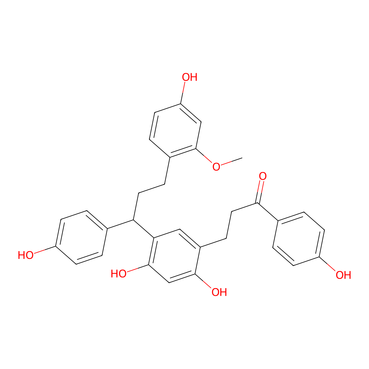 3-(2,4-Dihydroxy-5-(3-(4-hydroxy-2-methoxyphenyl)-1-(4-hydroxyphenyl)propyl)phenyl)-1-(4-hydroxyphenyl)propan-1-one molecular structure, CAS 400603-95-4
