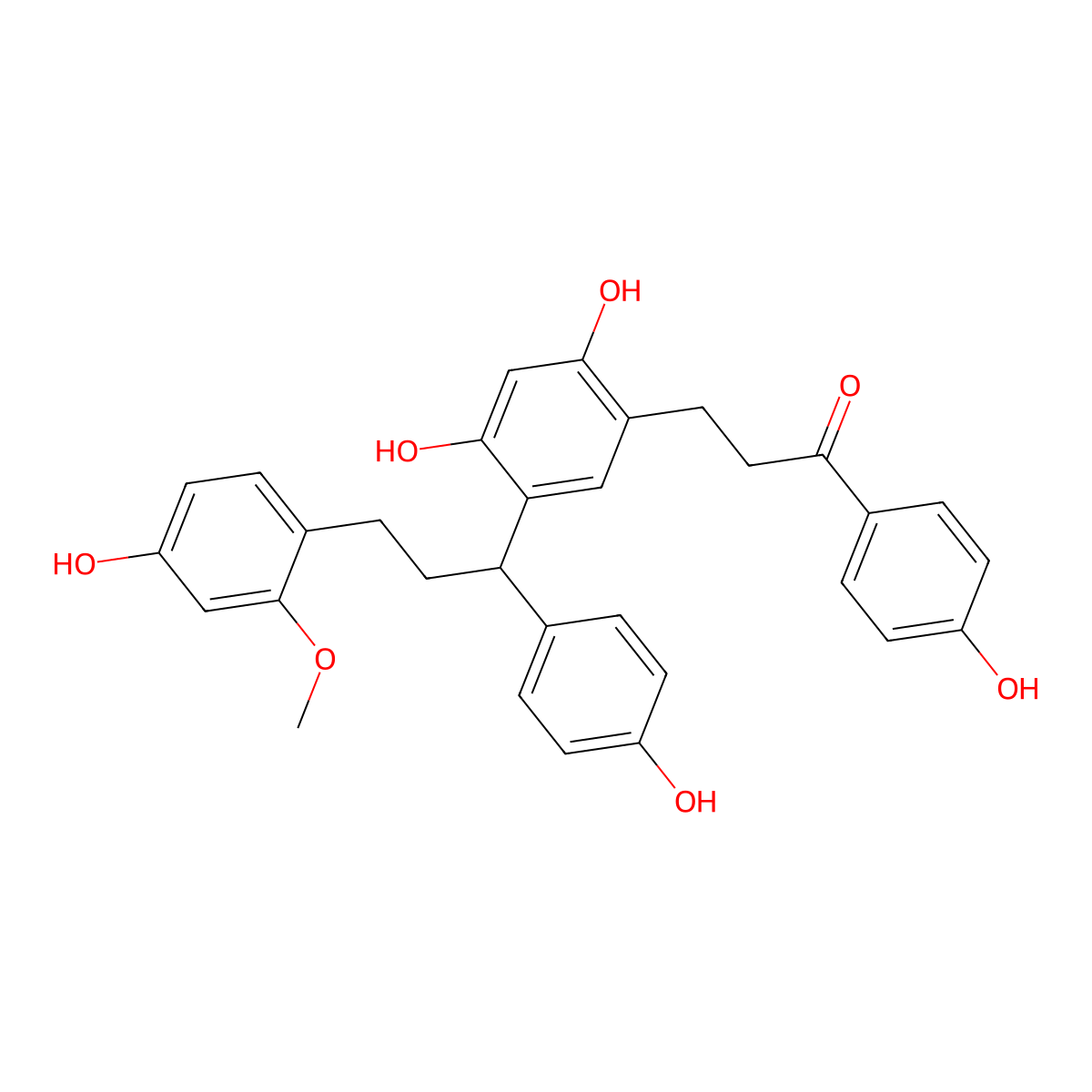3-(2,4-Dihydroxy-5-(3-(4-hydroxy-2-methoxyphenyl)-1-(4-hydroxyphenyl)propyl)phenyl)-1-(4-hydroxyphenyl)propan-1-one molecular structure, CAS 400603-95-4