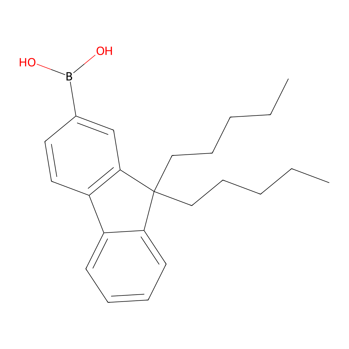 (9,9-Dipentyl-9H-fluoren-2-yl)boronic acid molecular structure, CAS 400607-33-2
