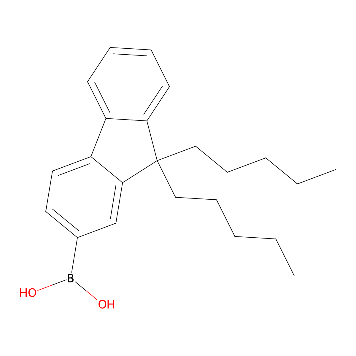 (9,9-Dipentyl-9H-fluoren-2-yl)boronic acid molecular structure, CAS 400607-33-2