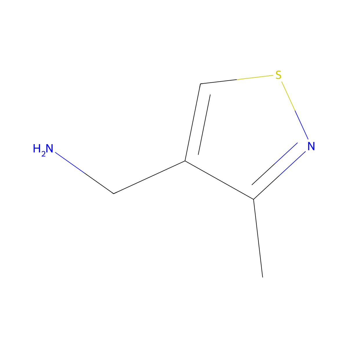 (3-Methyl-1,2-thiazol-4-yl)methanamine molecular structure, CAS 40064-61-7