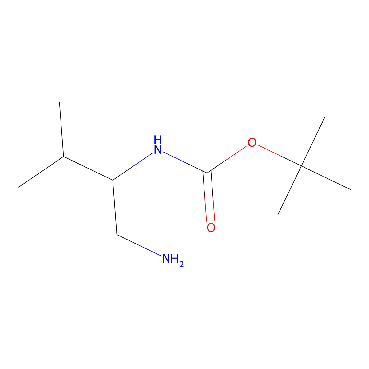 Carbamic acid, [(1S)-1-(aminomethyl)-2-methylpropyl]-, 1,1-dimethylethyl ester molecular structure, CAS 400652-49-5