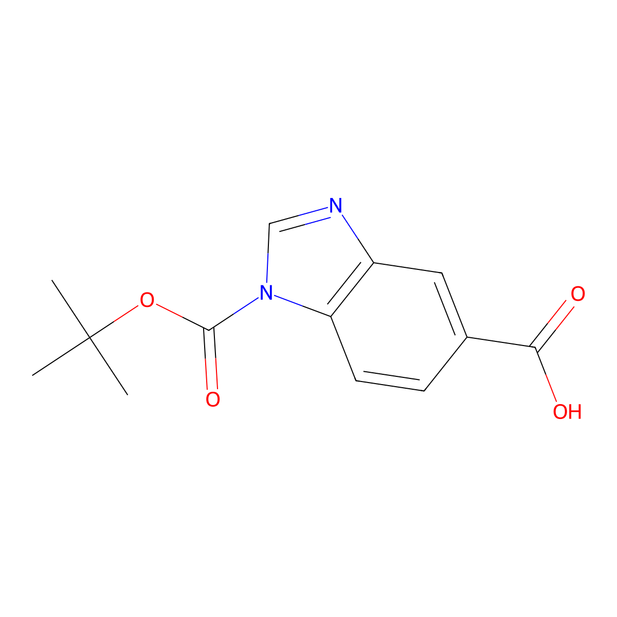 1-(tert-Butoxycarbonyl)-1H-benzimidazole-5-carboxylic acid molecular structure, CAS 400653-36-3