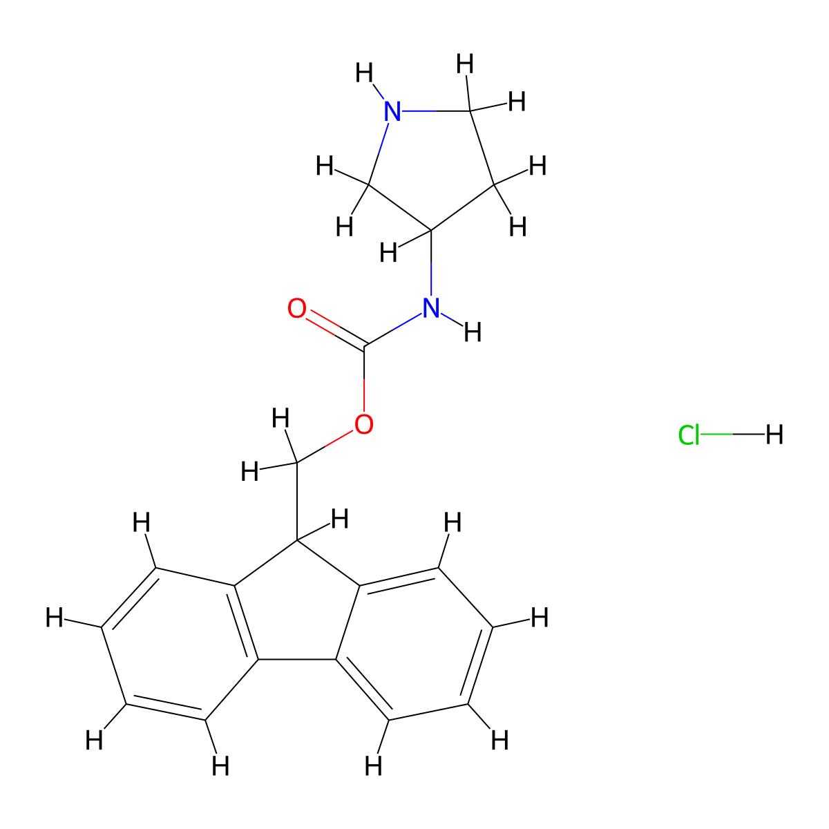 (9H-Fluoren-9-yl)methyl pyrrolidin-3-ylcarbamate hydrochloride molecular structure, CAS 400653-43-2