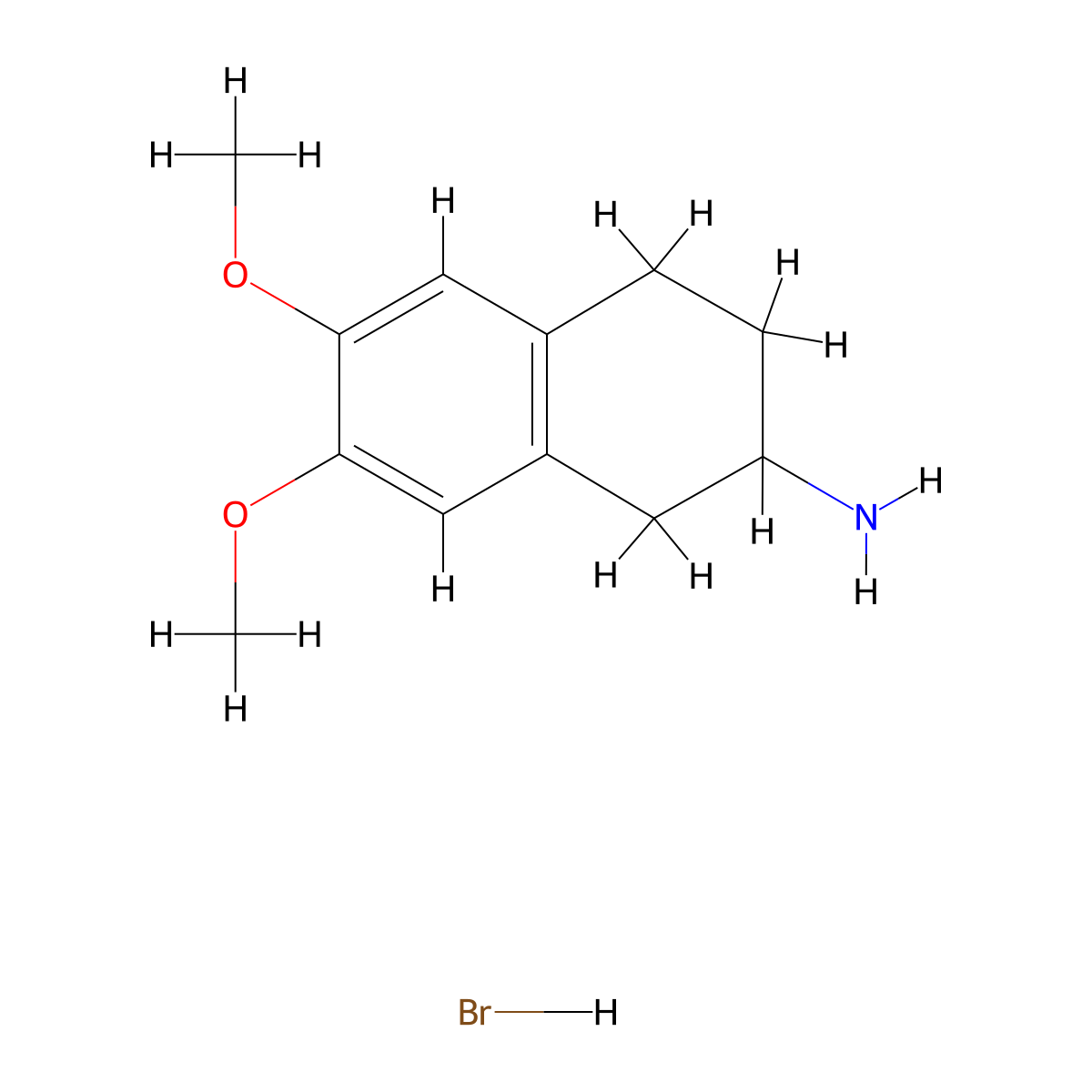 6,7-Dimethoxy-2-aminotetraline hydrobromide molecular structure, CAS 40069-26-9