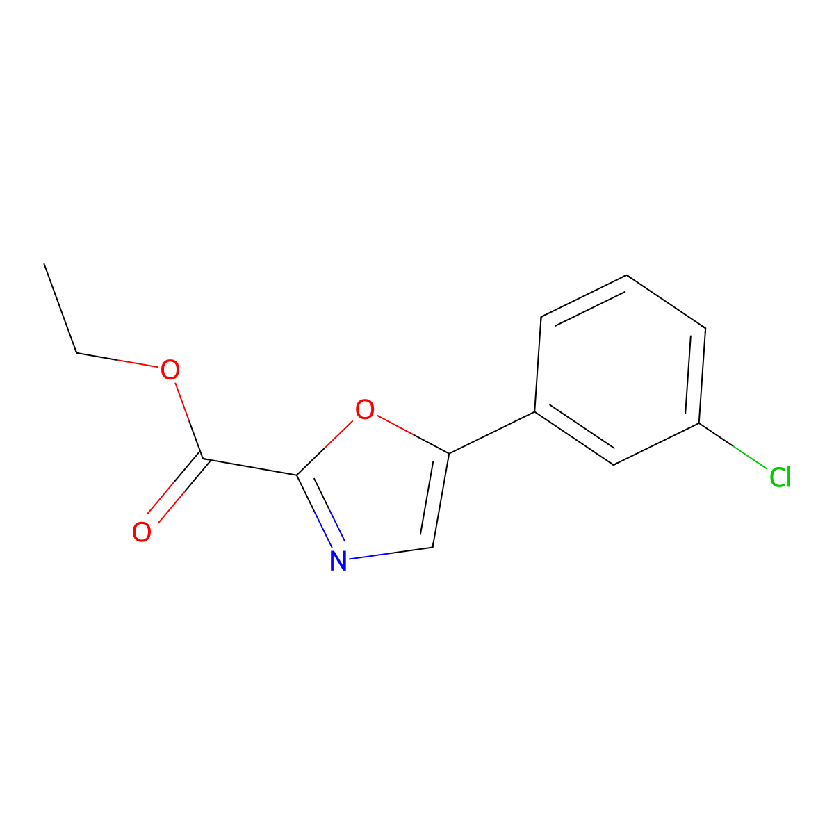 Ethyl 5-(3-chlorophenyl)oxazole-2-carboxylate molecular structure, CAS 400715-69-7