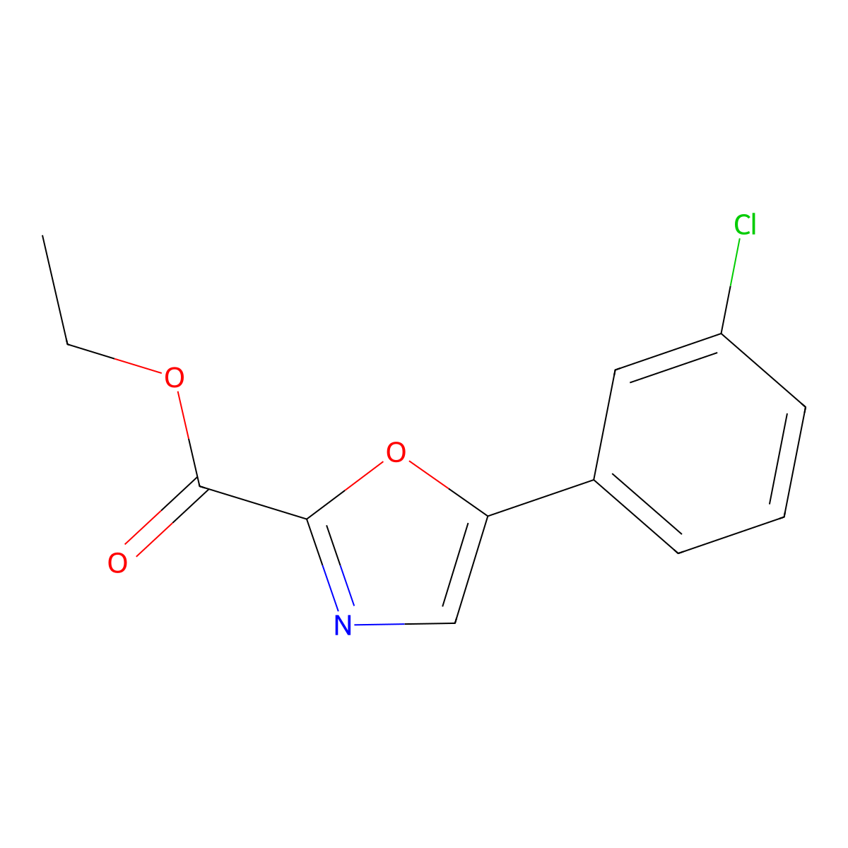 Ethyl 5-(3-chlorophenyl)oxazole-2-carboxylate molecular structure, CAS 400715-69-7