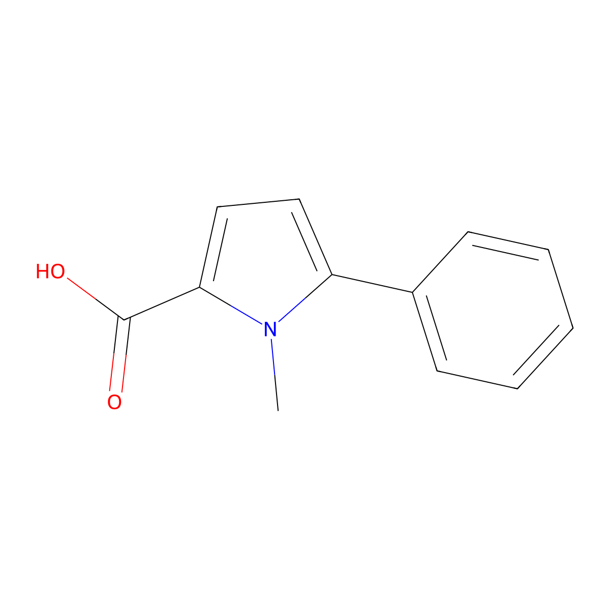 1-methyl-5-phenyl-1H-pyrrole-2-carboxylic acid molecular structure, CAS 400715-83-5