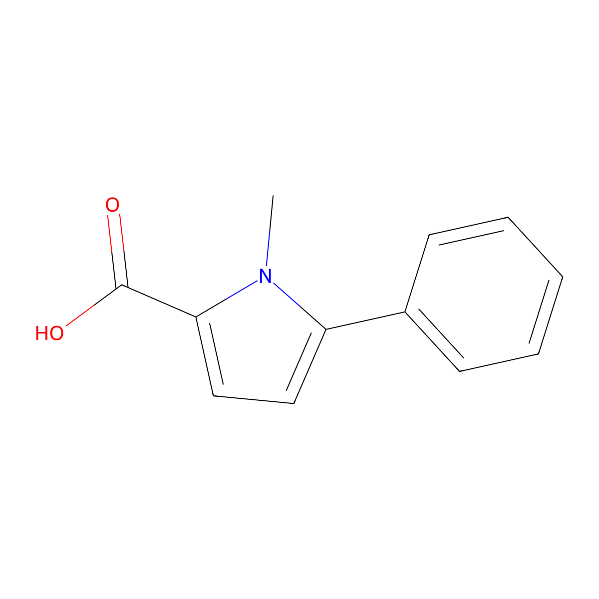 1-methyl-5-phenyl-1H-pyrrole-2-carboxylic acid molecular structure, CAS 400715-83-5
