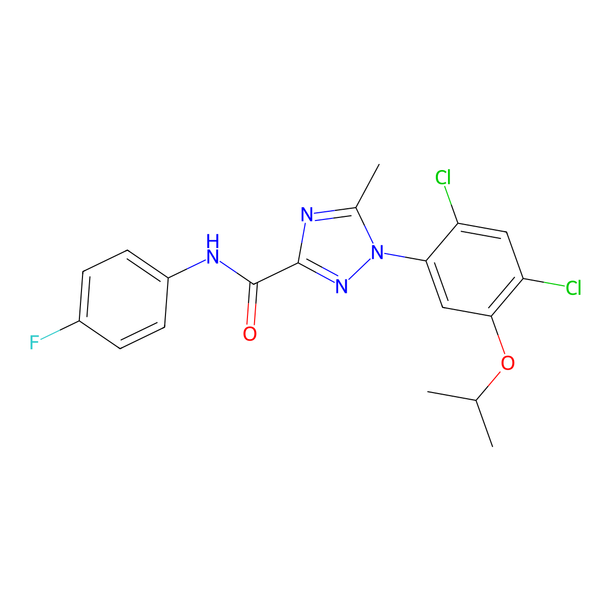 1-(2,4-dichloro-5-isopropoxyphenyl)-N-(4-fluorophenyl)-5-methyl-1H-1,2,4-triazole-3-carboxamide molecular structure, CAS 400736-19-8
