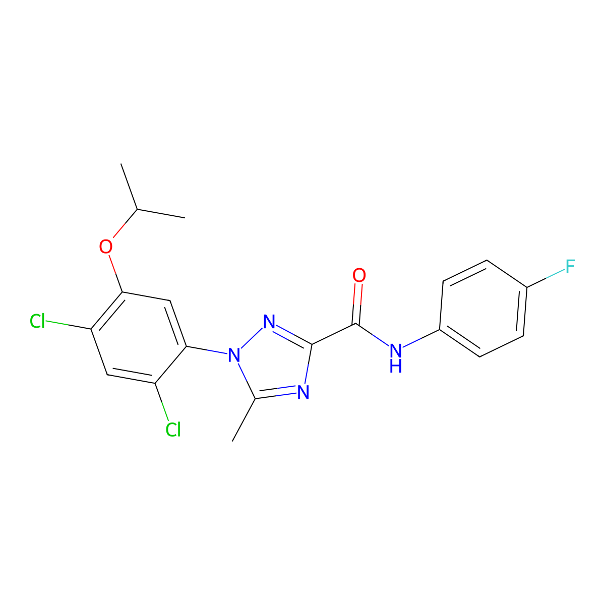 1-(2,4-dichloro-5-isopropoxyphenyl)-N-(4-fluorophenyl)-5-methyl-1H-1,2,4-triazole-3-carboxamide molecular structure, CAS 400736-19-8