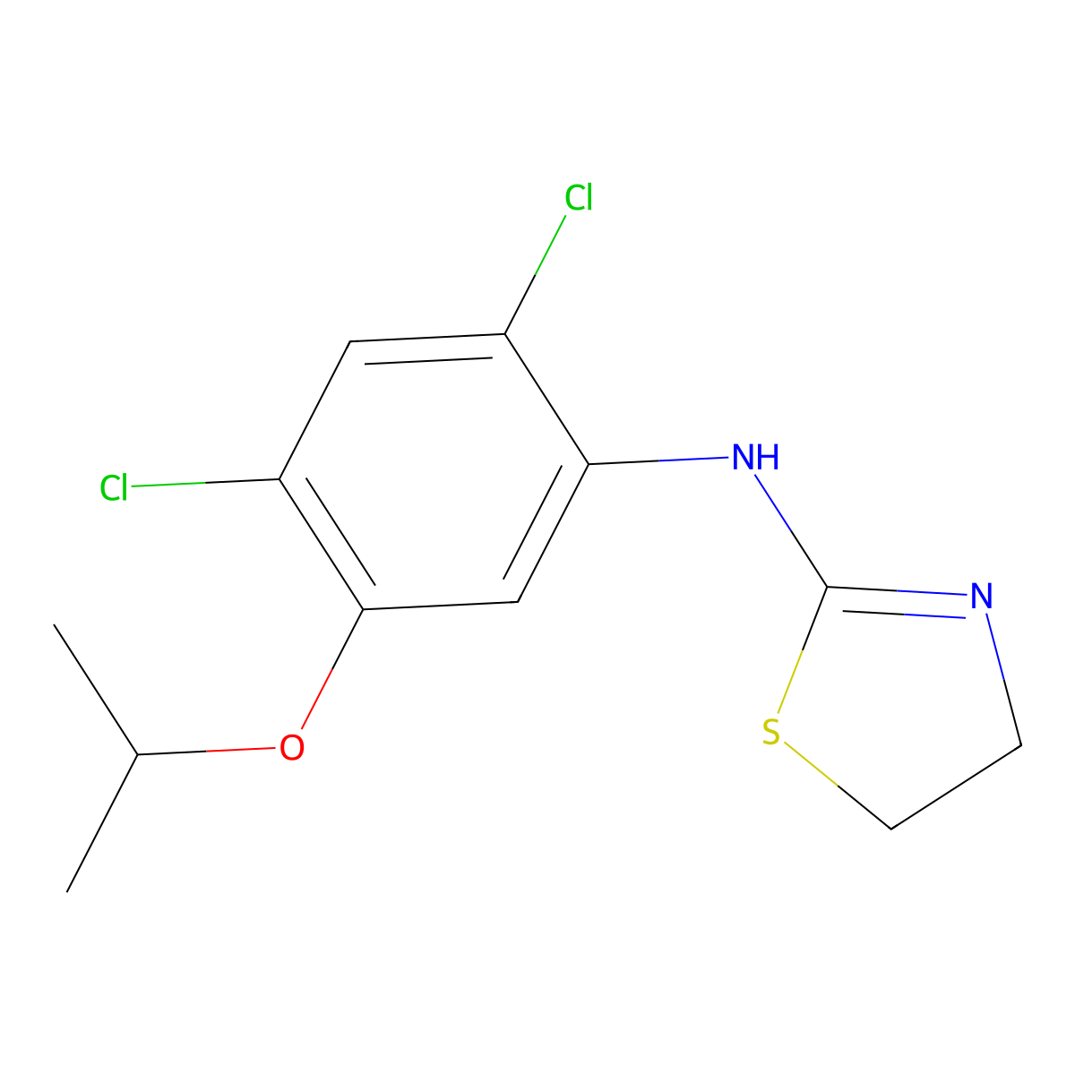 2,4-dichloro-5-isopropoxy-N-(1,3-thiazolan-2-yliden)aniline molecular structure, CAS 400736-23-4