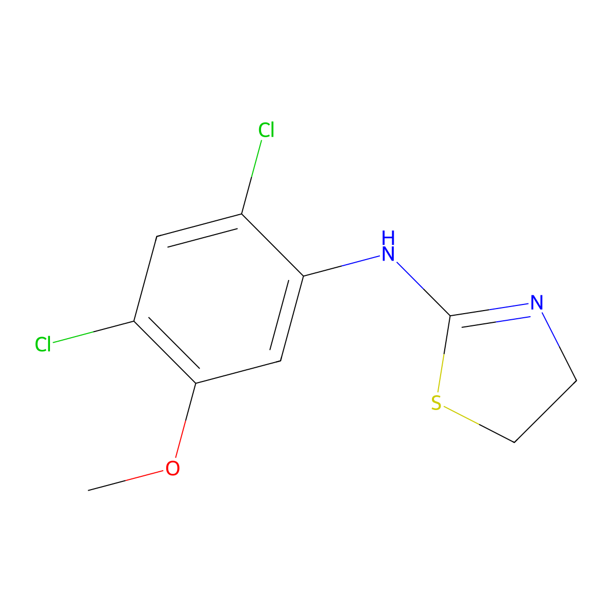 N-(2,4-dichloro-5-methoxyphenyl)-N-(1,3-thiazolan-2-yliden)amine molecular structure, CAS 400736-26-7
